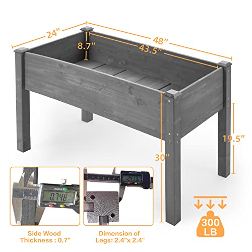 Raised Garden Bed with Legs, 48x24x30, Outdoor Wood Elevated Pla...