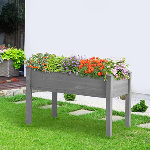 Raised Garden Bed with Legs, 48x24x30, Outdoor Wood Elevated Pla...