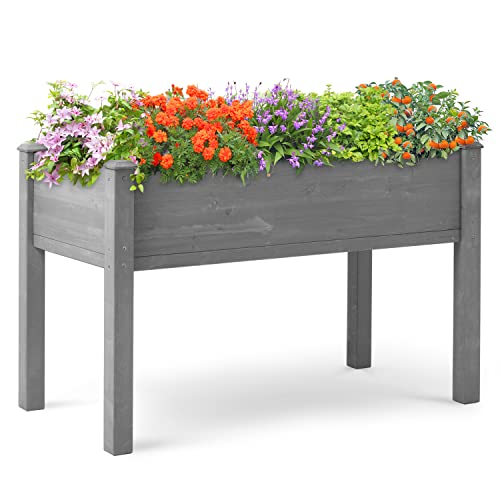 Raised Garden Bed with Legs, 48x24x30, Outdoor Wood Elevated Pla...