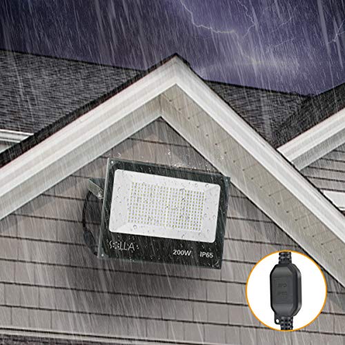 2 Pack SOLLA 100W Led Flood Light, 8000lm 3000K Warm White Securit...