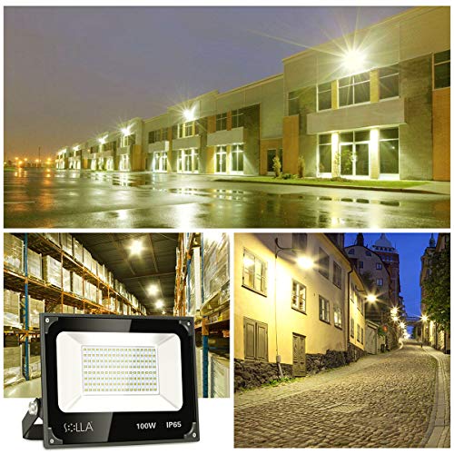 2 Pack SOLLA 100W Led Flood Light, 8000lm 3000K Warm White Securit...