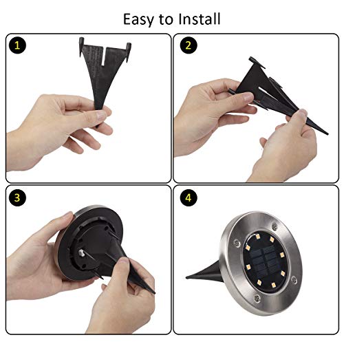 Solpex 12 Pack Solar Ground Lights, 8 LED Solar Powered Disk Light...