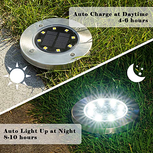 Solpex 12 Pack Solar Ground Lights, 8 LED Solar Powered Disk Light...