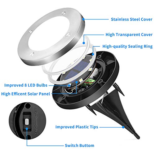 Solpex 12 Pack Solar Ground Lights, 8 LED Solar Powered Disk Light...