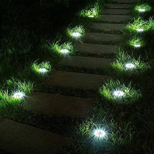 Solpex 12 Pack Solar Ground Lights, 8 LED Solar Powered Disk Light...