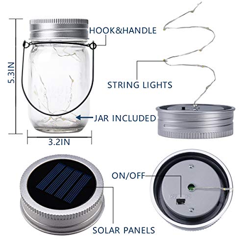 Solpex 30 LEDs Hanging Solar Lights Outdoors, 6 Pack Solar Mason J...