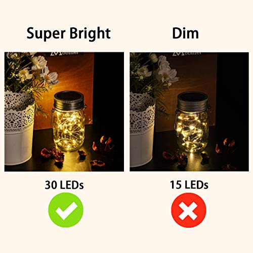 Solpex 30 LEDs Hanging Solar Lights Outdoors, 6 Pack Solar Mason J...