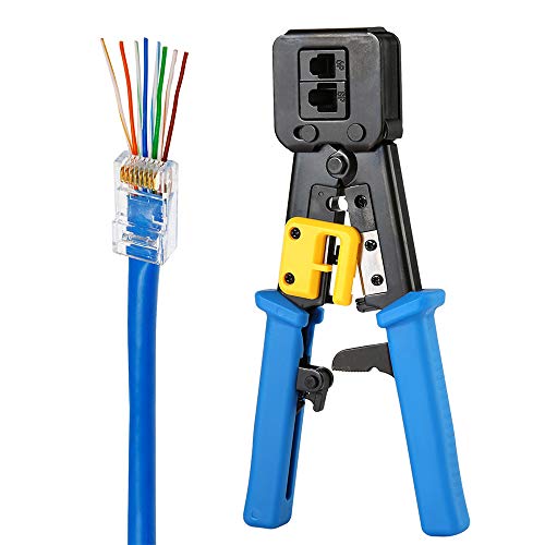Solsop EZ RJ45 Crimp Tool Pass Through Cat5 Cat5e Cat6 Crimping To...