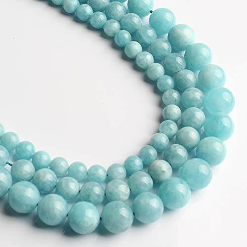 Love Beads 10mm Aquamarine Round Stone Beads for Jewelry Making 15...