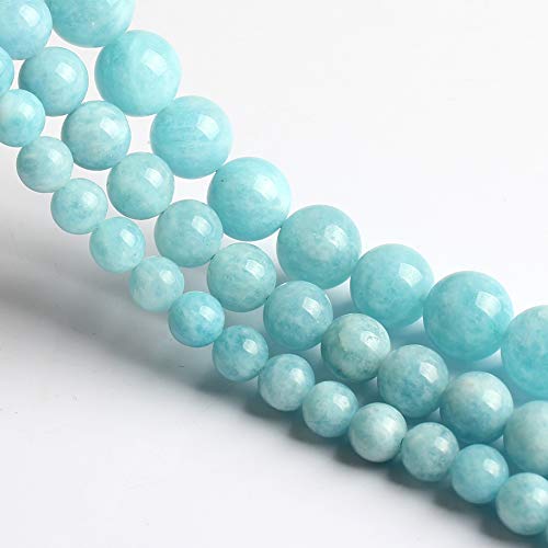 Love Beads 10mm Aquamarine Round Stone Beads for Jewelry Making 15...