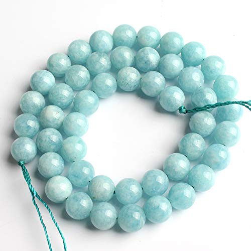 Love Beads 10mm Aquamarine Round Stone Beads for Jewelry Making 15...