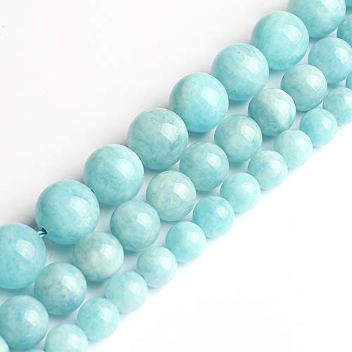 Love Beads 10mm Aquamarine Round Stone Beads for Jewelry Making 15...