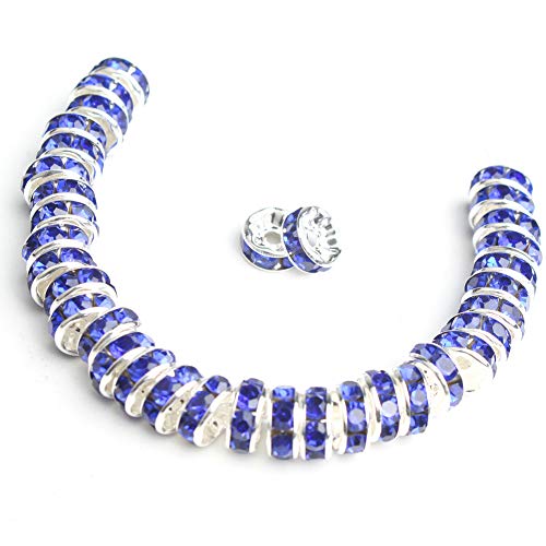 Song Xi 100pcs 6mm Royal Blue Plated Crystal Rondelle Spacer Beads...