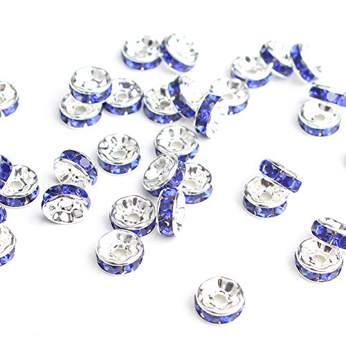 Song Xi 100pcs 6mm Royal Blue Plated Crystal Rondelle Spacer Beads...