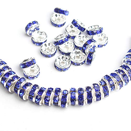 Song Xi 100pcs 6mm Royal Blue Plated Crystal Rondelle Spacer Beads...