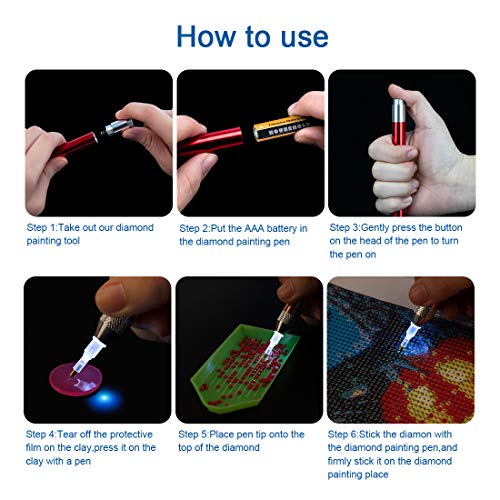 LED DIY Diamond Painting Illumination Pen with Light,2Pack Art Lig...