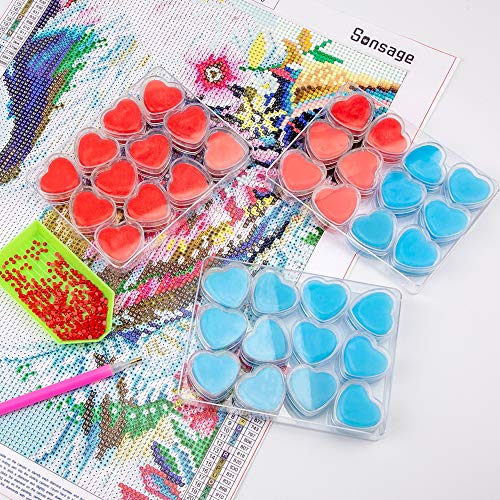 Sonsage 36Pcs DIY Diamond Painting Wax,Blue Heart Shaped Glue Clay...