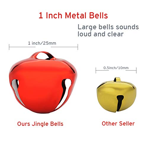 100PCS 1 Inch Jingle Bells Colorful Christmas Metal Bells Craft fo...