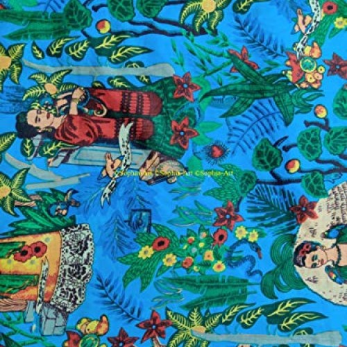 Indian Hand-Block Printed Jaipuri Print Tropical Paisley Floral Et...