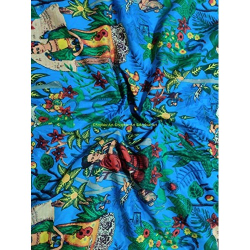Indian Hand-Block Printed Jaipuri Print Tropical Paisley Floral Et...