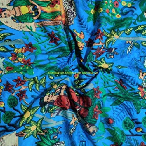 Indian Hand-Block Printed Jaipuri Print Tropical Paisley Floral Et...