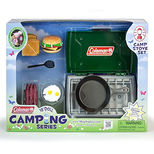 Green Coleman 18 Inch Doll Camping Stove & Food Set with Frying Pa...
