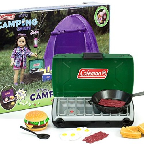 Green Coleman 18 Inch Doll Camping Stove & Food Set with Frying Pa...