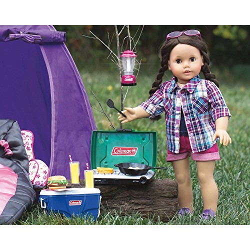 Green Coleman 18 Inch Doll Camping Stove & Food Set with Frying Pa...