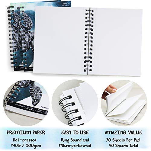 Mixed Media Pad Sketchbook 3-pk 30 Sheets,90 Total,Smooth Hot Pres...