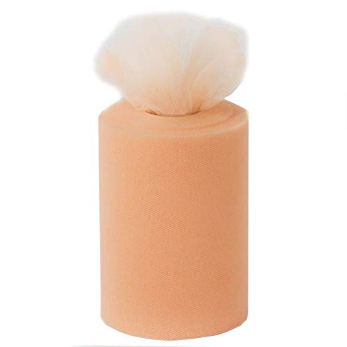 6 inch x 100 Yards Tulle Fabric Spool Peach