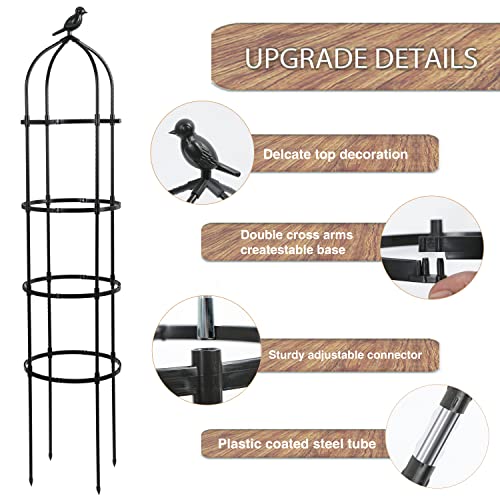 6 Feet Garden Trellis for Climbing Plants,1pcs Metal Garden Obelis...