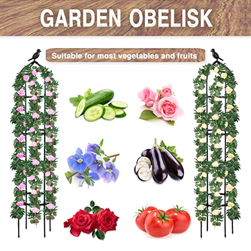 6 Feet Garden Trellis for Climbing Plants,1pcs Metal Garden Obelis...
