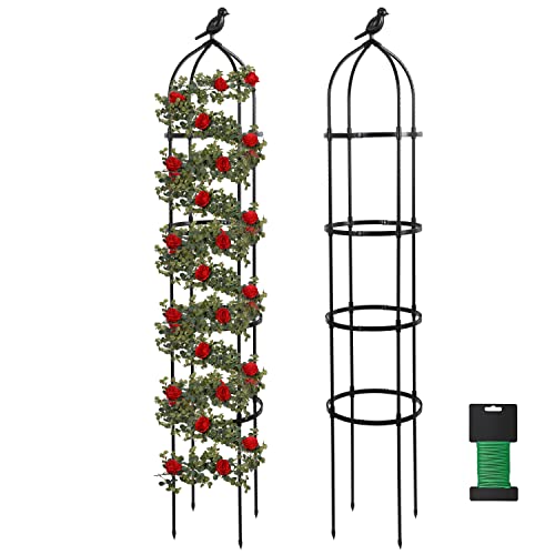6 Feet Garden Trellis for Climbing Plants,1pcs Metal Garden Obelis...