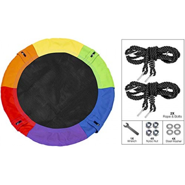 Sorbus Saucer Tree Swing in Multi-Color Rainbow – Kids Indoor/Outd...