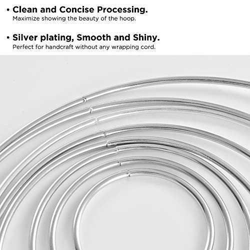 SOSMAR 16PCS Metal Rings Hoops 8 Sizes Craft Silver Rings for Drea...