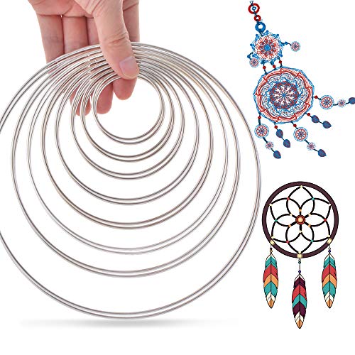 SOSMAR 16PCS Metal Rings Hoops 8 Sizes Craft Silver Rings for Drea...