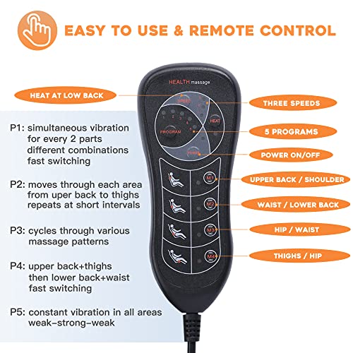 Back Massager Chair Pad with Heat, Vibration Massage Seat Cushion ...