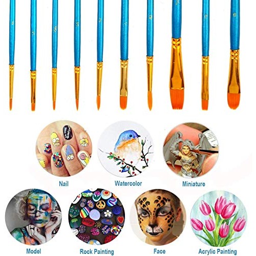 Acrylic Paint Brushes Set, 2 Pack / 20 PCS Round Pointed Tip Artis...