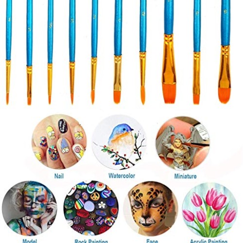 Acrylic Paint Brushes Set, 2 Pack / 20 PCS Round Pointed Tip Artis...