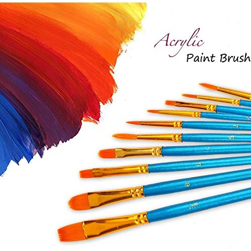 Acrylic Paint Brushes Set, 2 Pack / 20 PCS Round Pointed Tip Artis...