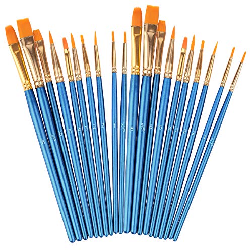 Acrylic Paint Brushes Set, 2 Pack / 20 PCS Round Pointed Tip Artis...