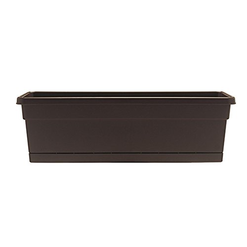 Southern Patio 24 Rolled Rim Window Box with Attached Tray, Cocoa