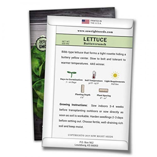 Sow Right Seeds - Buttercrunch Lettuce Seed for Planting - Non-GMO...