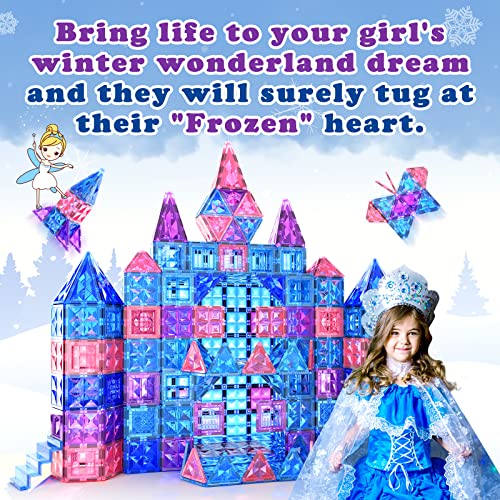 Diamond Magnetic Tiles 102pcs with Dolls, Girls Toys Age 4-5 6-8, ...
