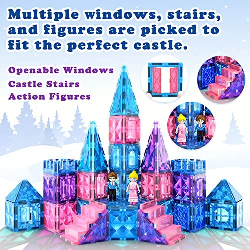Diamond Magnetic Tiles 102pcs with Dolls, Girls Toys Age 4-5 6-8, ...