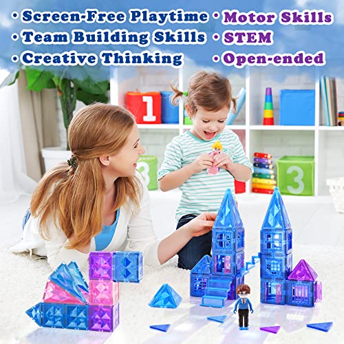 Diamond Magnetic Tiles 102pcs with Dolls, Girls Toys Age 4-5 6-8, ...