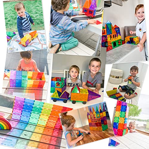Magnetic Tiles with Cars, Kids Gifts & Toys for 3 Year Old Boys, E...