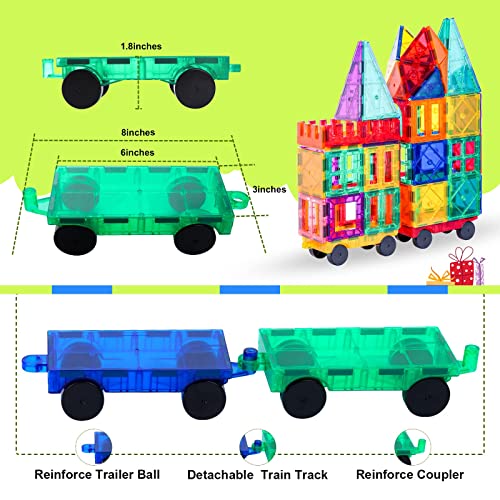 Magnetic Tiles with Cars, Kids Gifts & Toys for 3 Year Old Boys, E...