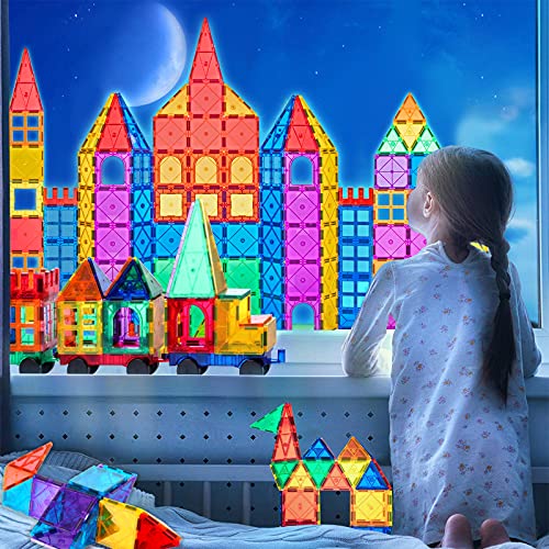 Magnetic Tiles with Cars, Kids Gifts & Toys for 3 Year Old Boys, E...