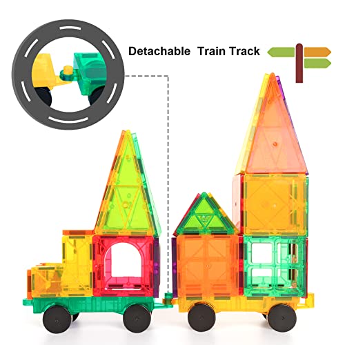 Magnetic Tiles with Cars, Kids Gifts & Toys for 3 Year Old Boys, E...